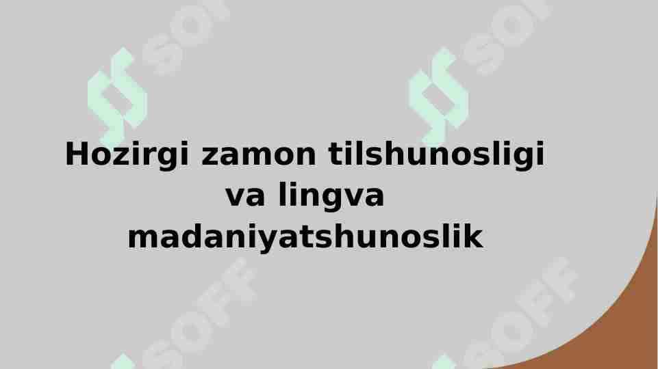 Hozirgi zamon tilshunosligi