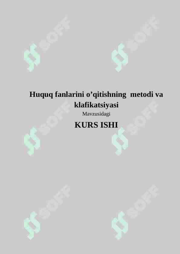 Huquq fanlarini o'qitishning metodi va klafikatsiyasi