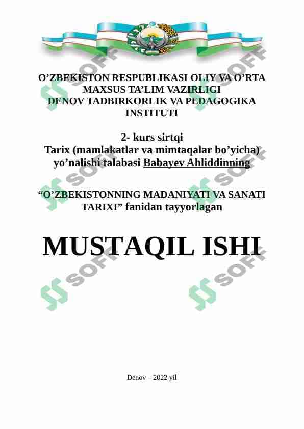 ILK O’RTA ASRLARDA SANʼAT RIVOJI