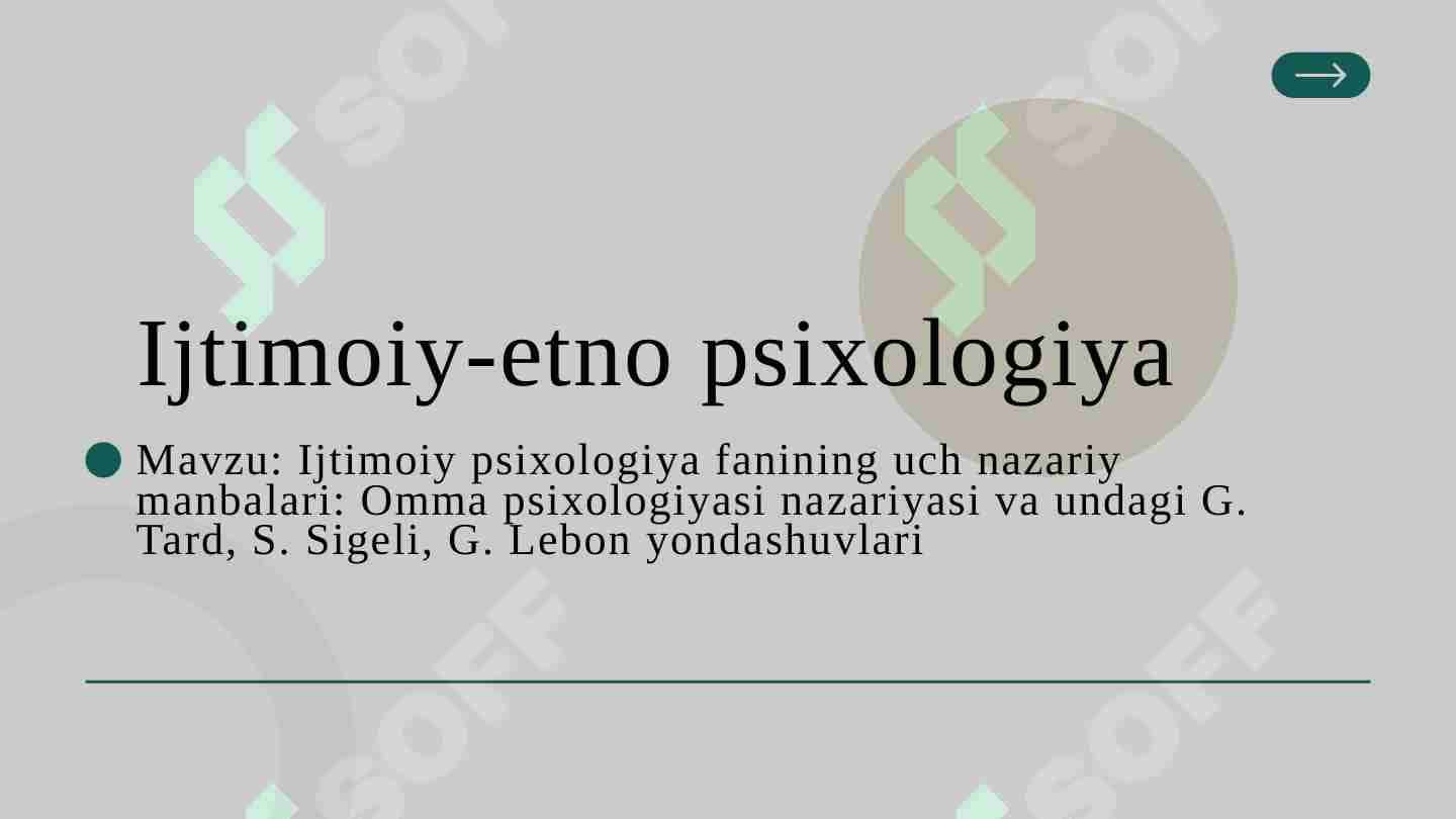 Ijtimoiy psixologiya fanining uch nazariy manbalari