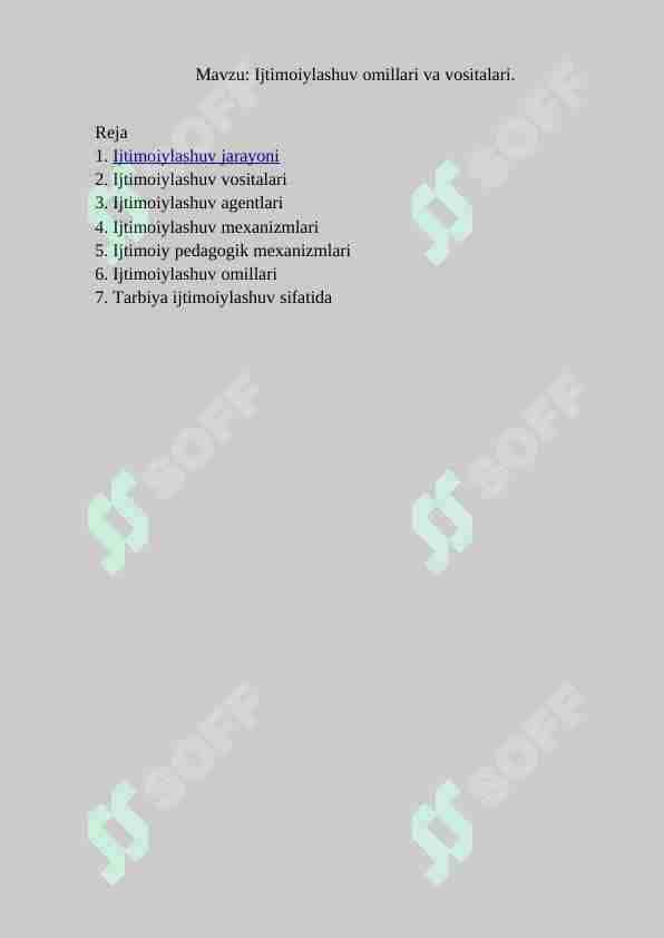 Ijtimoiylashuv omillari va vositalari