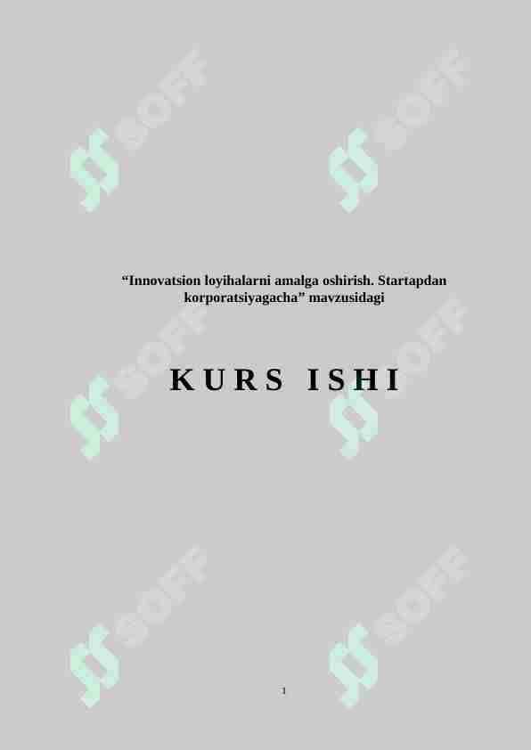 Innovatsion loyihalarni amalga oshirish. Startapdan korporatsiyagacha