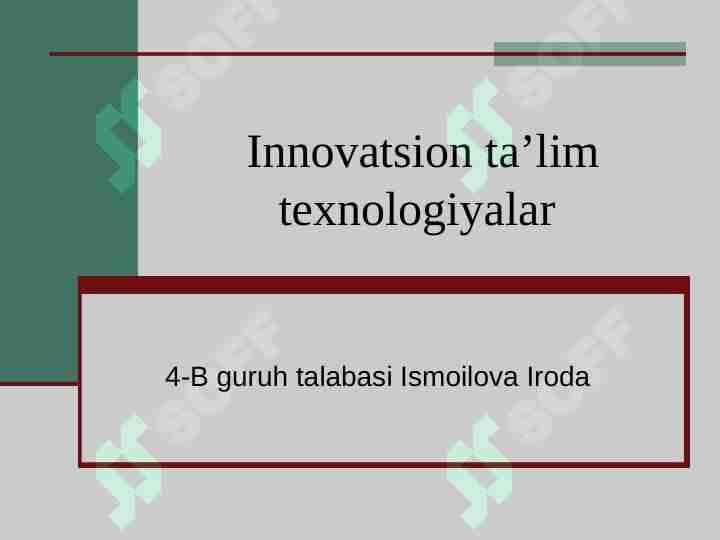 Innovatsion ta’lim texnologiyalar