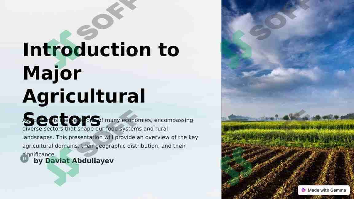 Introduction to Major Agricultural Sectors