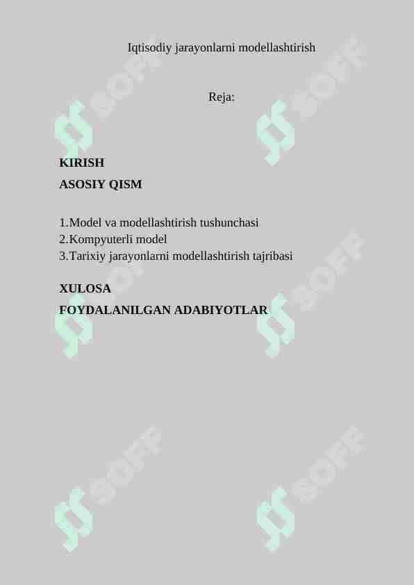 Iqtisodiy jarayonlarni modellashtirish