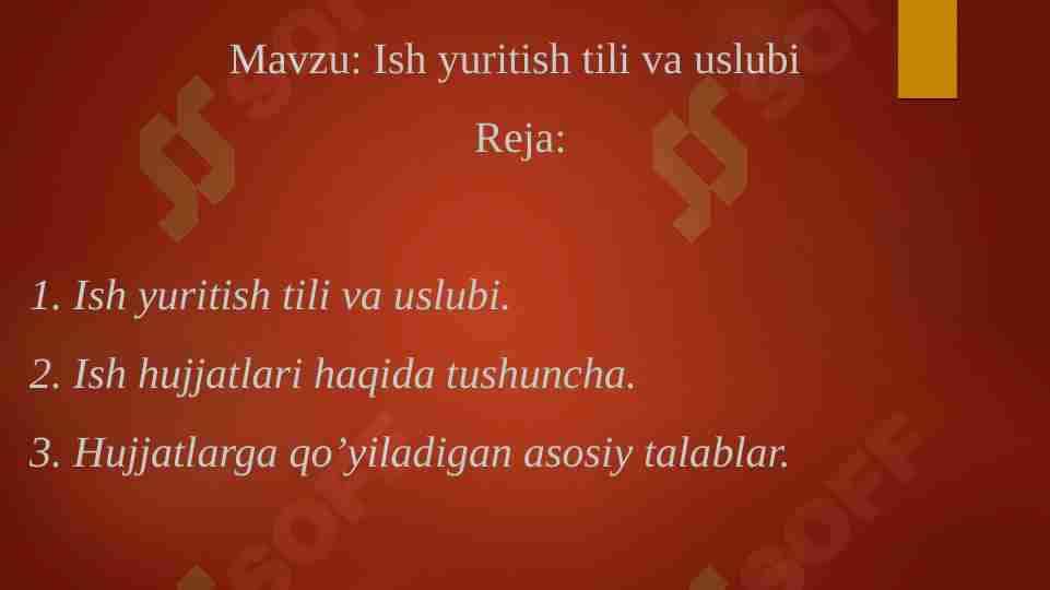 Ish yuritish tili va uslubi
