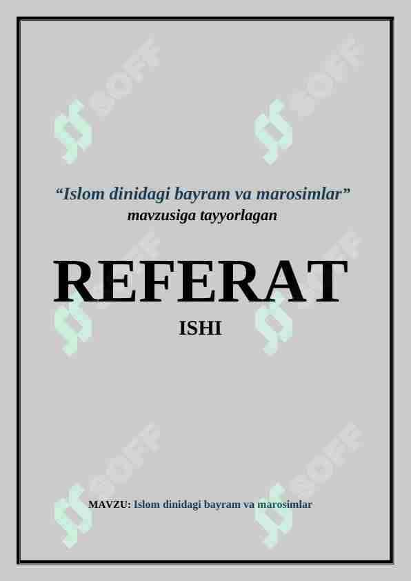Islom dinidagi bayram va marosimlar