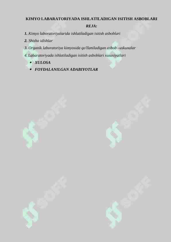 KIMYO LABARATORIYADA ISHLATILADIGAN ISITISH ASBOBLARI