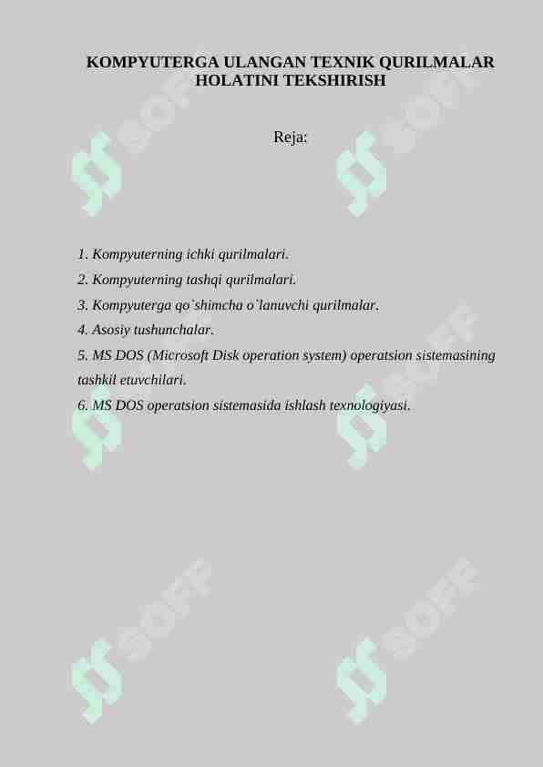 KOMPYUTERGA ULANGAN TEXNIK QURILMALAR HOLATINI TEKSHIRISH