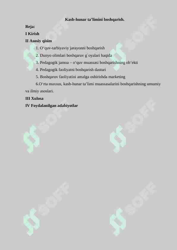 Kasb-hunar ta’limini boshqarish
