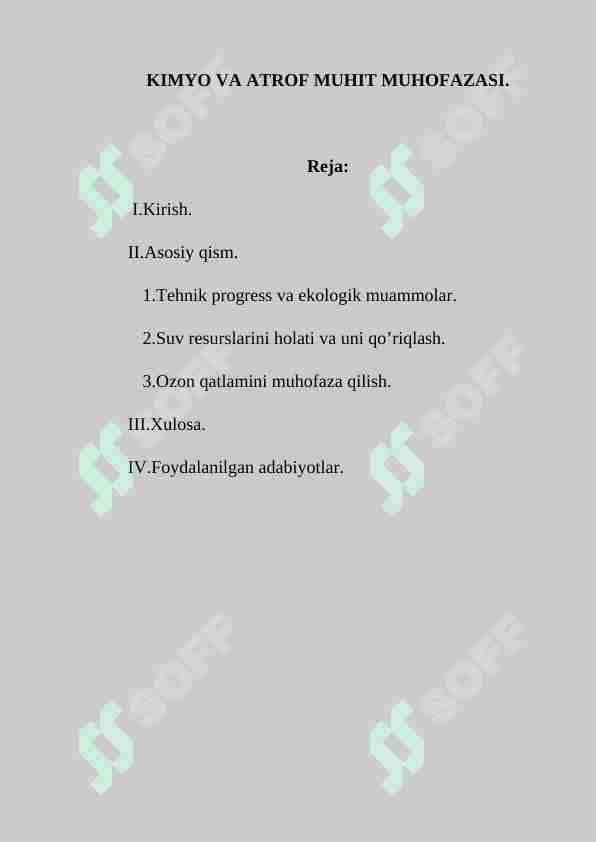 Kimyo va atrof muhit muhofazasi