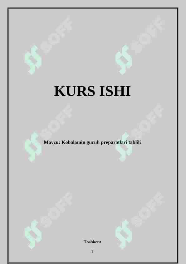 Kobalamin guruh preparatlari tahlili