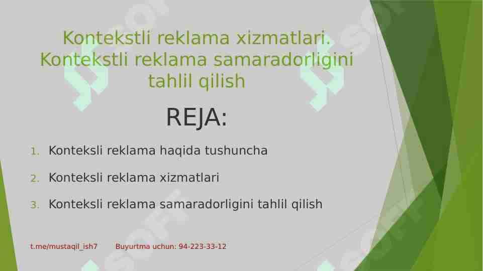 Kontekstli reklama xizmatlari. Kontekstli reklama samaradorligini tahlil qilish