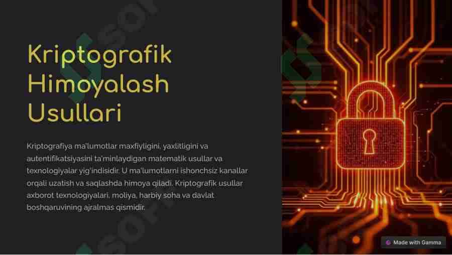 Himoyalashning kriptografik usullaridan foydalanish