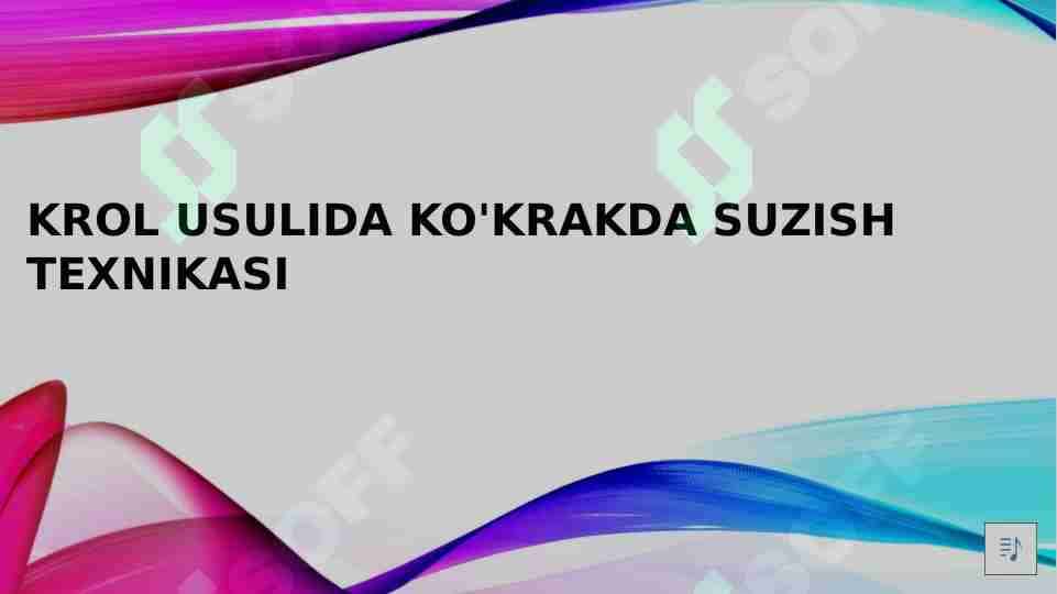 Krol usulida ko'krakda suzish texnikasi