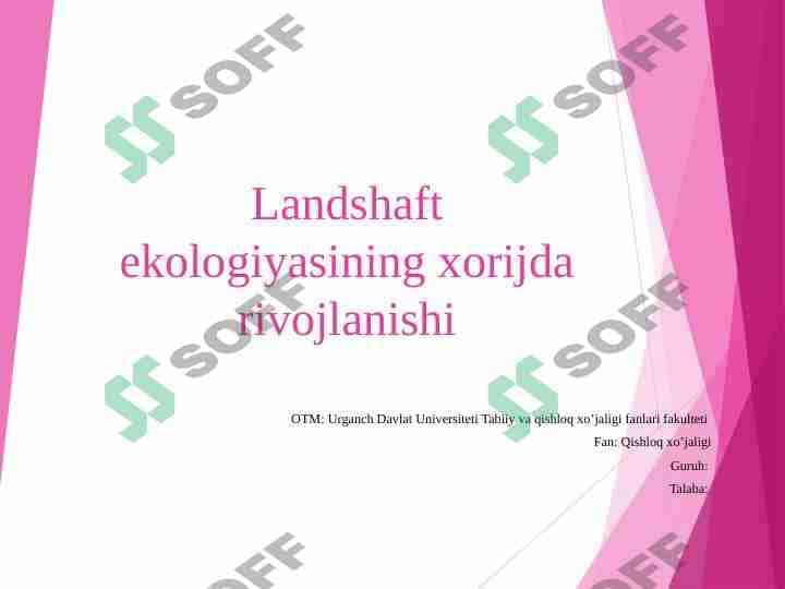 Landshaft ekologiyasining xorijda rivojlanishi