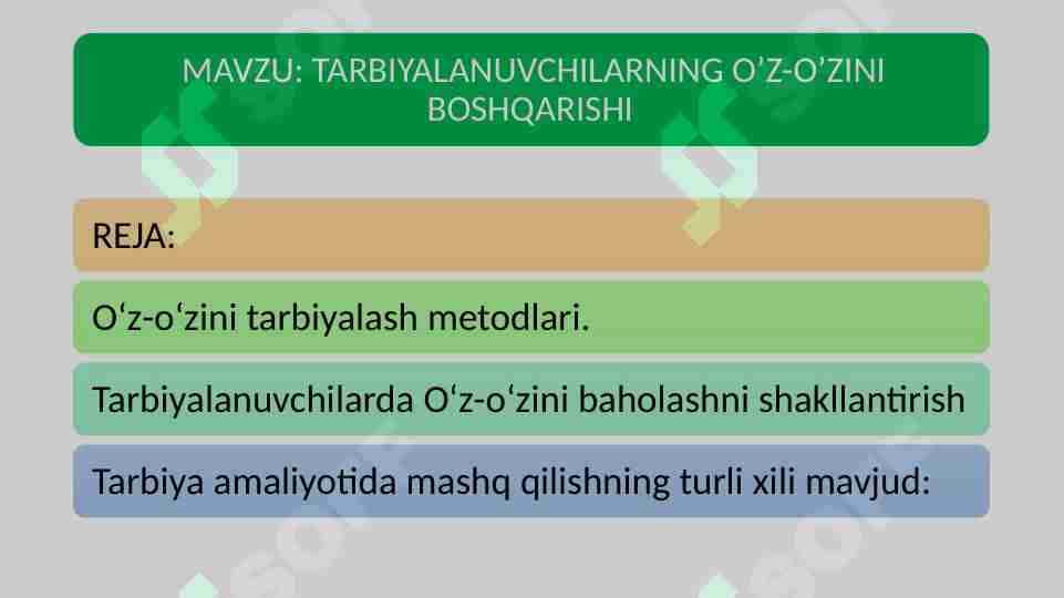 TARBIYALANUVCHILARNING O’Z-O’ZINI BOSHQARISHI