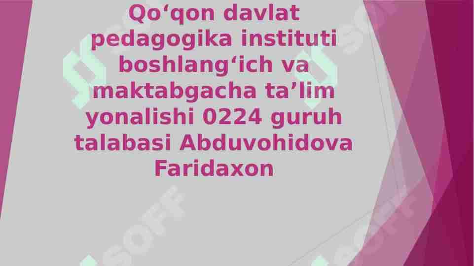 Maktabgacha taʼlim tashkilotida rivojlantiruvchi muhit va uning turlari