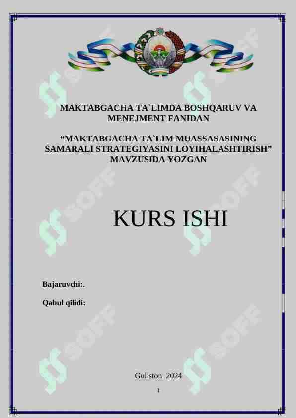 Maktabgacha ta`lim muassasasining samarali strategiyasini loyihalashtirish