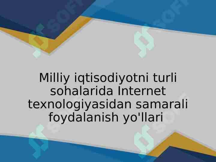 Milliy iqtisodiyotni turli sohalarida Internet texnologiyasidan samarali foydalanish yo'llari