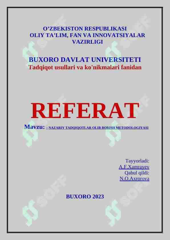 Nazariy tadqiqotlarni olib borish metodologiyasi