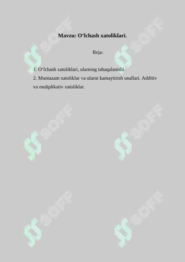 Oʻlchash xatoliklari