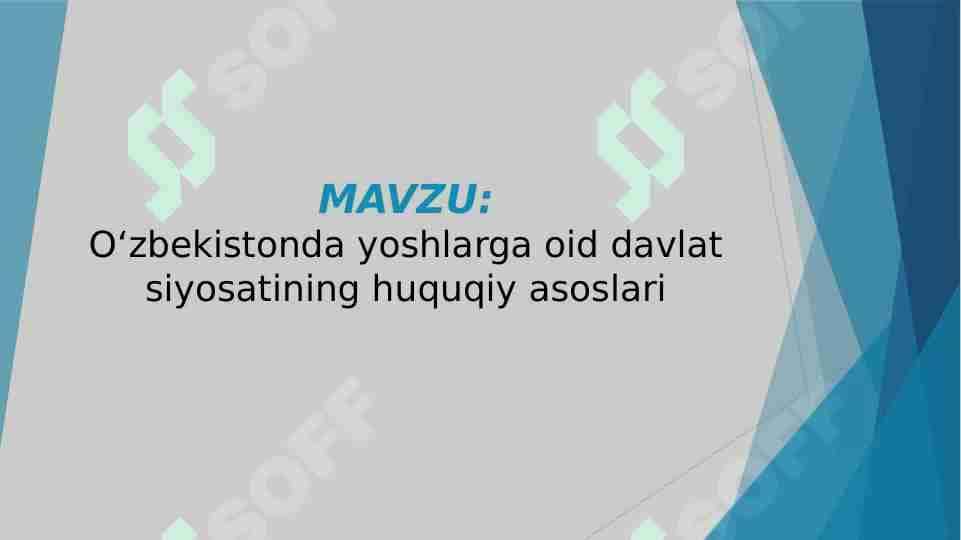 O'zbekistonda yoshlarga oid davlat siyosatining huquqiy asoslari