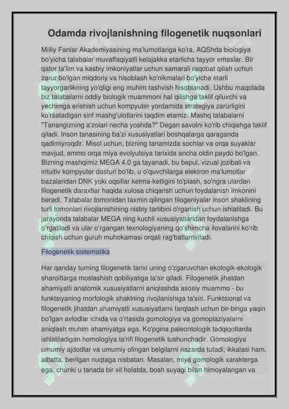Odamda rivojlanishning filogenetik nuqsonlari