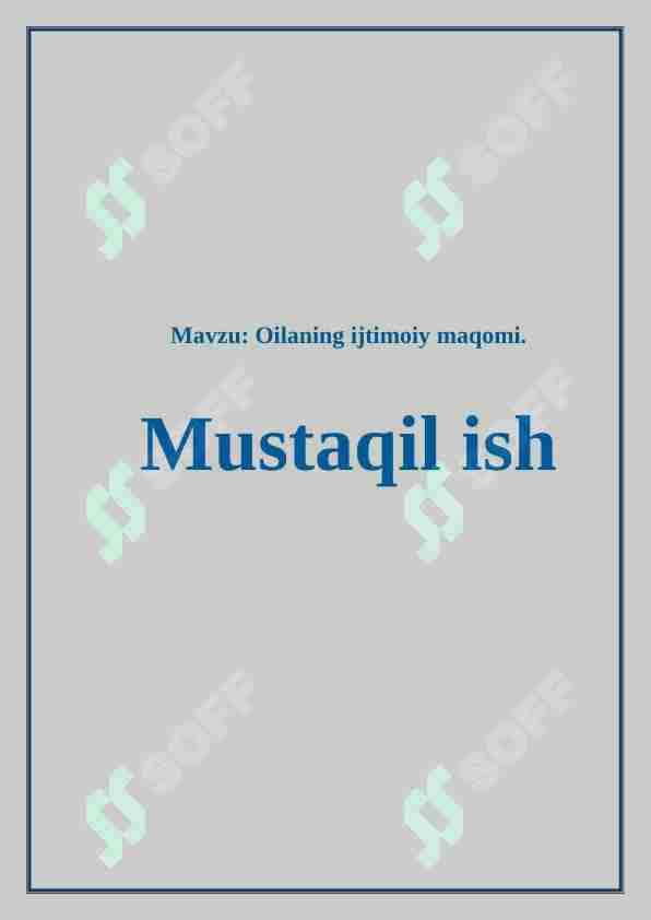 Oilaning ijtimoiy maqomi.