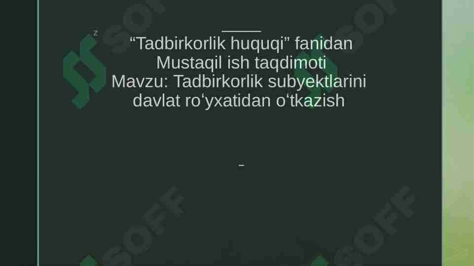 Tadbirkorlik subyektlarini davlat roʻyxatidan oʻtkazish