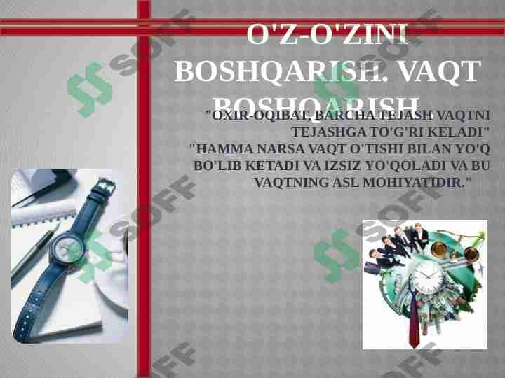 O'z-o'zini boshqarish. Vaqt boshqarish