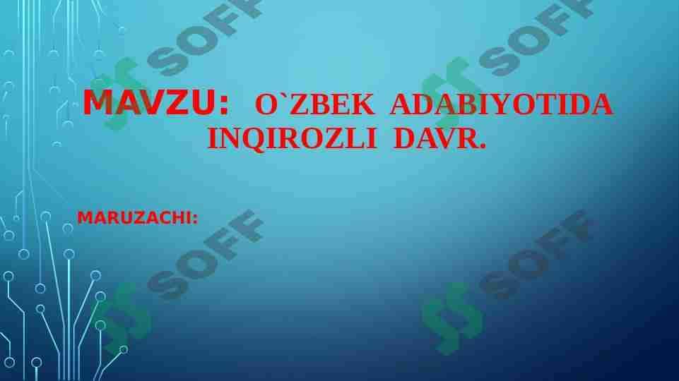 O`zbek adabiyotida inqirozli davr
