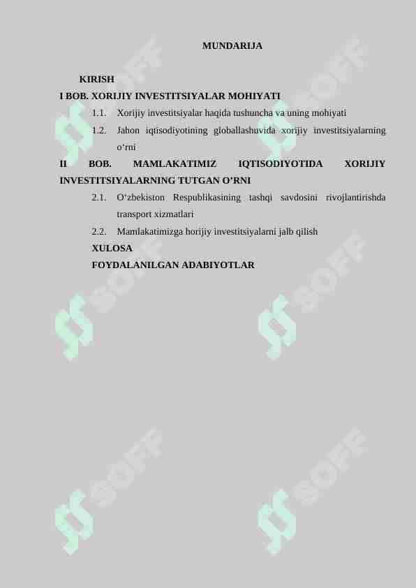 O'zbekistonda investitsiya siyosati