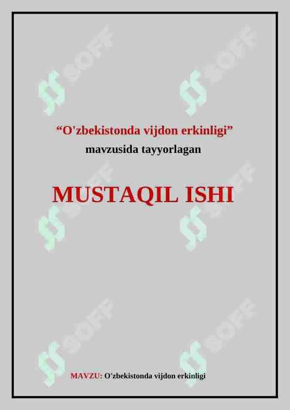 O'zbekistonda vijdon erkinligi