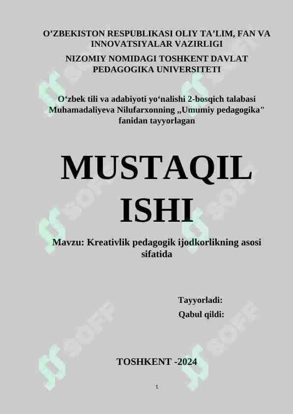 Kreativlik pedagogik ijodkorlikning asosi sifatida