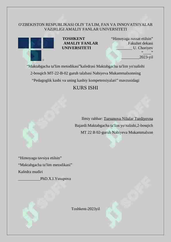 Pedagoglik kasbi va uning kasbiy kompetensiyalari