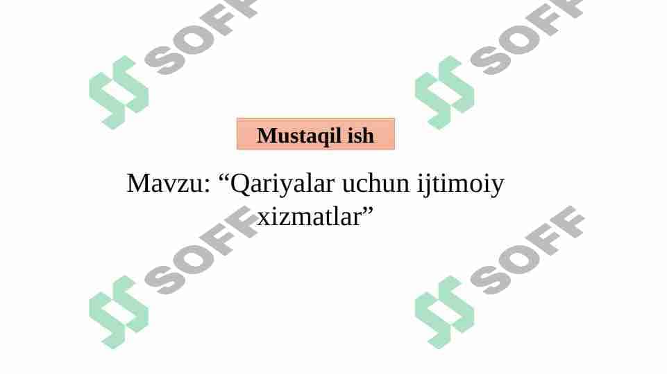 Qariyalar uchun ijtimoiy xizmatlar