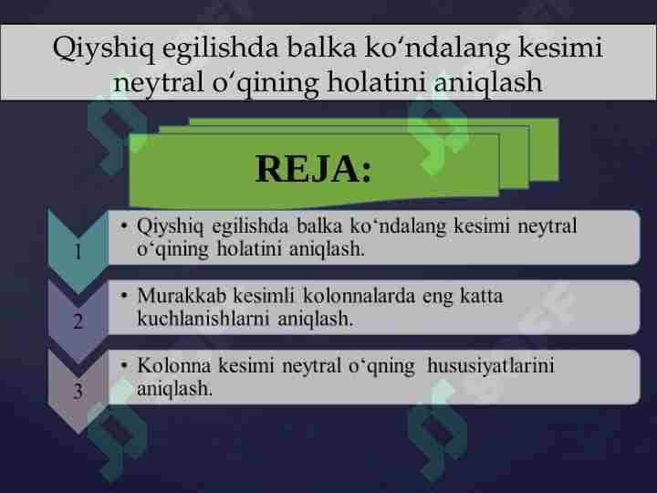 Qiyshiq egilishda balka ko‘ndalang kesimi neytral o‘qining holatini aniqlash