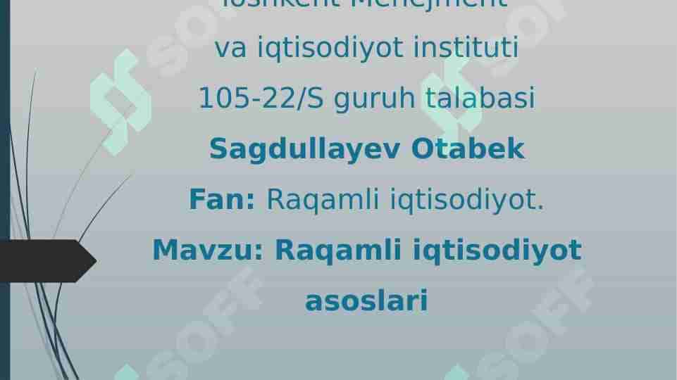 Raqamli iqtisodiyot asoslari