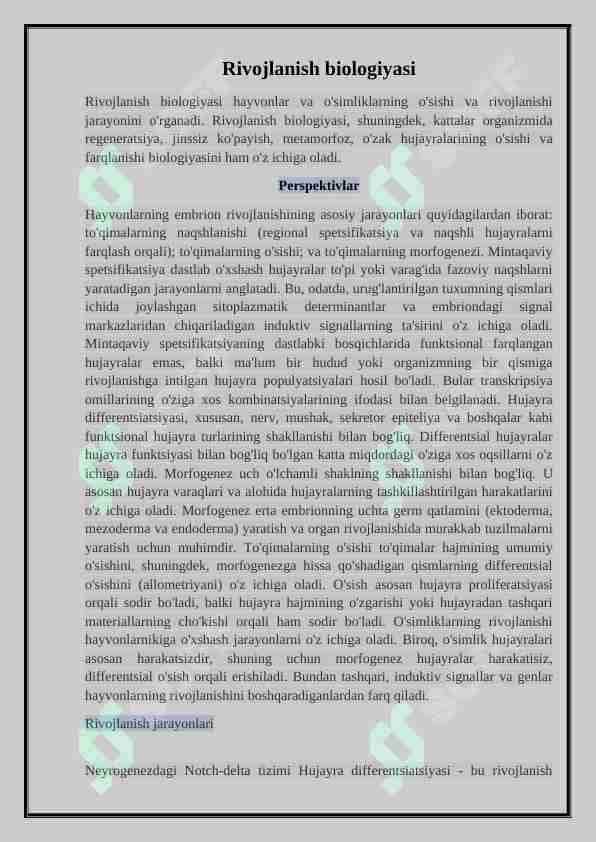 Rivojlanish biologiyasi