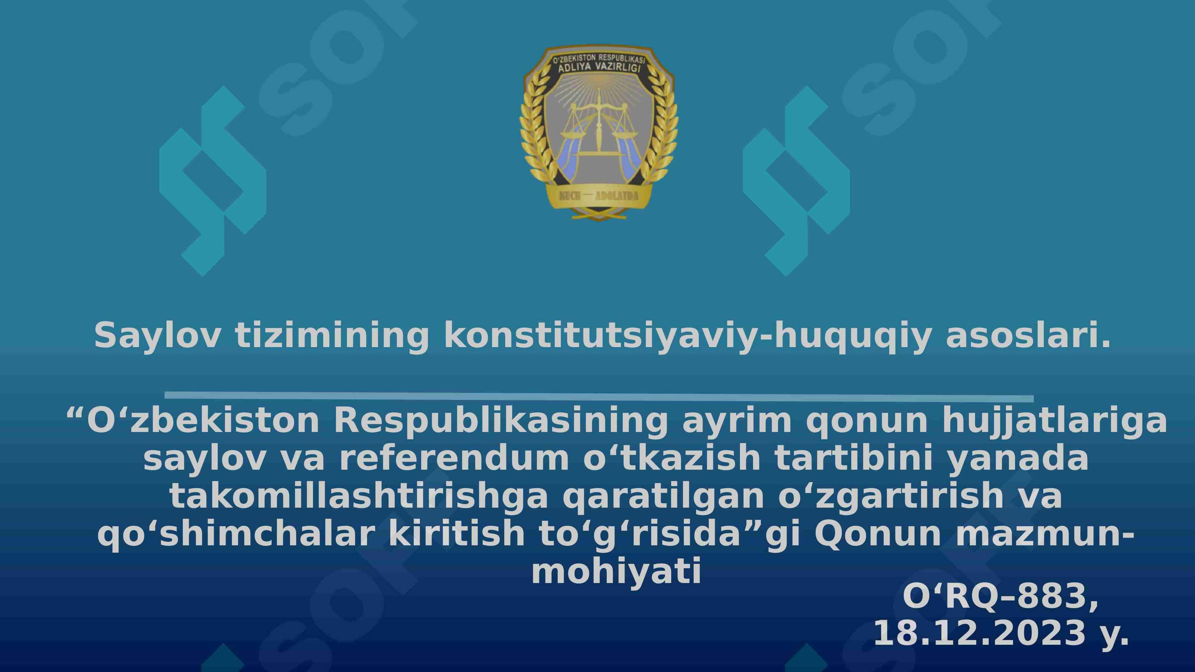 Saylov tizimining konstitutsiyaviy huquqiy asoslari