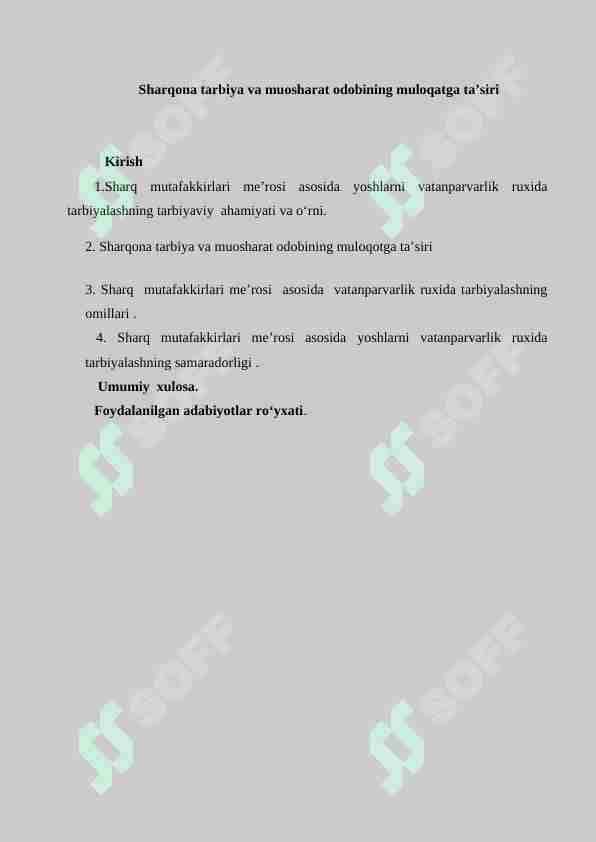Sharqona tarbiya va muosharat odobining muloqatga ta’siri