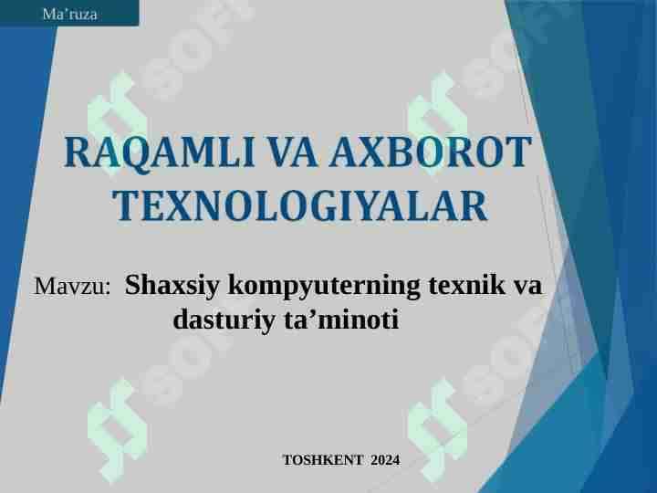Shaxsiy kompyuterlarning texnik va dasturiy ta'minoti