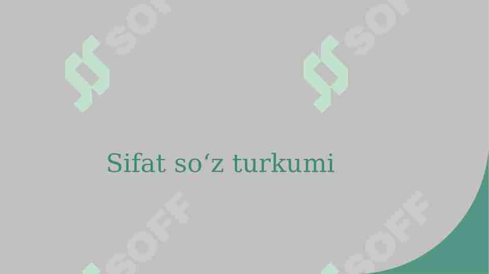 Sifat soʻz turkumi
