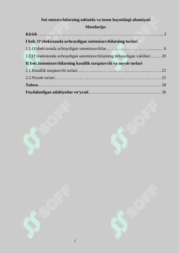 Sut emizuvchilarning tabiatda va inson hayotidagi ahamiyati