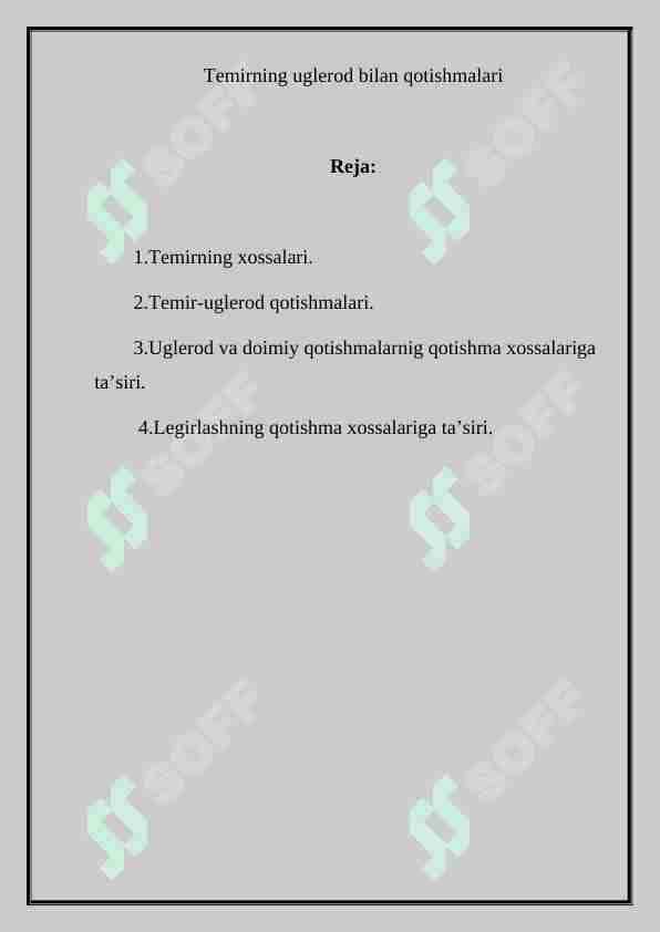 Tеmirning uglеrоd bilan qоtishmаlаri