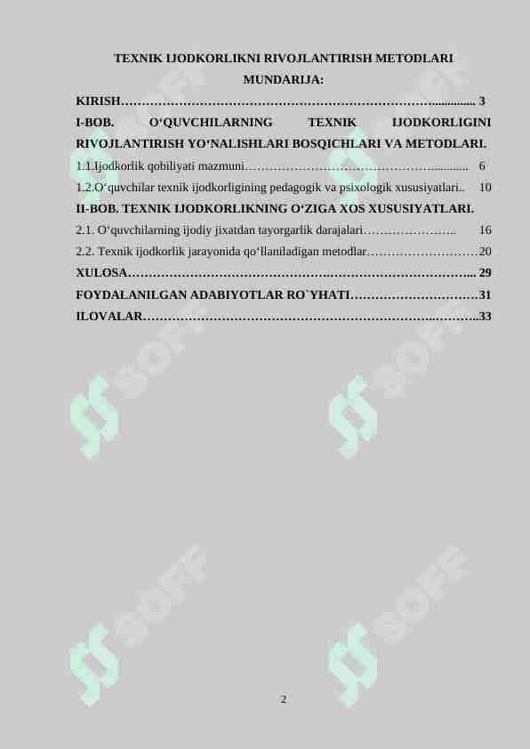 TEXNIK IJODKORLIKNI RIVOJLANTIRISH METODLARI