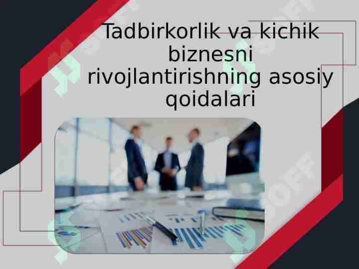 Tadbirkorlik va kichik biznesni rivojlantirishning asosiy qoidalari