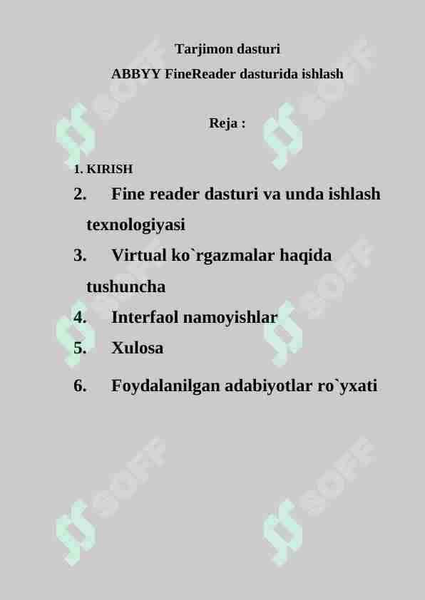 Tarjimon dasturi ABBYY FineReader dasturida ishlash