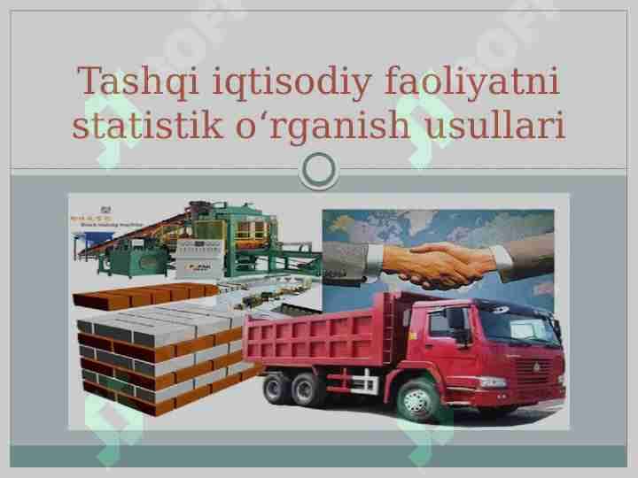 Tashqi iqtisodiy faoliyatni statistik o‘rganish usullari